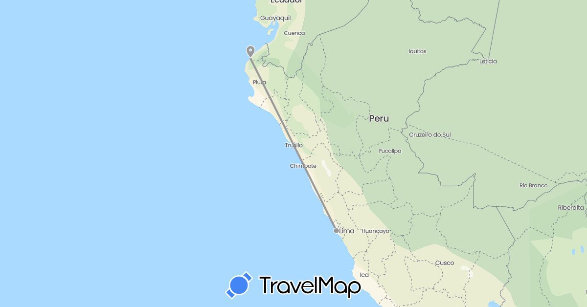 TravelMap itinerary: driving, plane in Peru (South America)